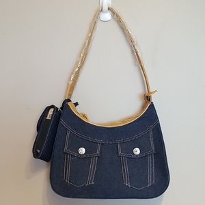 Denim satchel shoulder bag
